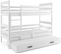 Lit Superposé Eryk 3 Places En 160x80 Avec Matelas Et Sommiers En Blanc+blanc