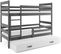 Lit Superposé Eryk 3 Places En 160x80 Avec Matelas Et Sommiers En Gris+blanc