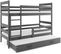 Lit Superposé Eryk 3 Places En 160x80 Avec Matelas Et Sommiers En Gris+gris