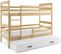 Lit Superposé Eryk 3 Places En 160x80 Avec Matelas Et Sommiers En Pin+blanc