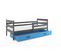 Lit Enfant Eryk 200x90 Avec Sommier, Matelas Et Tiroir En Gris+bleu