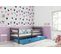 Lit Enfant Eryk 200x90 Avec Sommier, Matelas Et Tiroir En Gris+bleu