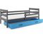 Lit Enfant Eryk 200x90 Avec Sommier, Matelas Et Tiroir En Gris+bleu