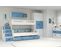 Lit 3 Places Max 3 200x80 Et 200x120 Avec Matelas Sommier Tiroir Et Escalier En Blanc+bleu