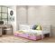 Lit Gigogne Quba 190x80 Avec Sommiers Et Matelas En Blanc+rose