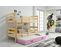 Lit Superposé Eryk 3 Places En 160x80 Avec Matelas Et Sommiers En Pin+rose