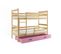 Lit Superposé Eryk 160x80 Avec Matelas Sommiers Et Tiroir En Pin+rose