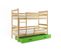 Lit Superposé Eryk 160x80 Avec Matelas Sommiers Et Tiroir En Pin+vert