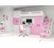 Lit Mezzanine Max 4 En 80x200 Avec Bureau, Armoire, Matelas, Sommier Et Escalier En Blanc+rose