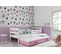 Lit Gigogne Eryk 190x90 Avec Sommiers Et Matelas En Blanc+rose