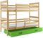 Lit Superposé Eryk 190x80 Avec Matelas Sommiers Et Tiroir En Pin+vert