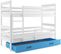 Lit Superposé Eryk 160x80 Avec Matelas Sommiers Et Tiroir En Blanc+bleu