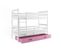 Lit Superposé Eryk 160x80 Avec Matelas Sommiers Et Tiroir En Blanc+rose