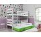 Lit Superposé Eryk 3 Places En 160x80 Avec Matelas Et Sommiers En Blanc+vert