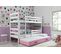 Lit Superposé Eryk 3 Places En 160x80 Avec Matelas Et Sommiers En Blanc+rose