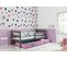 Lit Enfant Eryk 190x90 Avec Sommier, Matelas Et Tiroir En Gris+rose