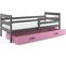 Lit Enfant Eryk 190x90 Avec Sommier, Matelas Et Tiroir En Gris+rose