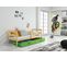 Lit Enfant Eryk 200x90 Avec Sommier, Matelas Et Tiroir En Pin+vert