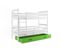 Lit Superposé Eryk 190x90 Avec Matelas Sommiers Et Tiroir En Blanc+vert