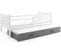 Lit Gigogne Carino 190x90 Avec Sommier Et Matelas En Blanc+gris