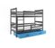 Lit Superposé Eryk 190x80 Avec Matelas Sommiers Et Tiroir En Gris+bleu