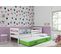 Lit Gigogne Eryk 200x90 Avec Sommiers Et Matelas En Blanc+vert