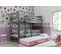 Lit Superposé Eryk 3 Places En 190x90 Avec Matelas Et Sommiers En Gris+rose