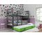 Lit Superposé Eryk 3 Places En 190x80 Avec Matelas Et Sommiers En Gris+vert