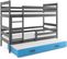 Lit Superposé Eryk 3 Places En 190x80 Avec Matelas Et Sommiers En Gris+bleu