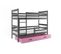 Lit Superposé Eryk 190x90 Avec Matelas Sommiers Et Tiroir En Gris+rose