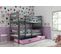 Lit Superposé Eryk 190x80 Avec Matelas Sommiers Et Tiroir En Gris+rose