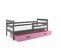 Lit Enfant Eryk 200x90 Avec Sommier, Matelas Et Tiroir En Gris+rose