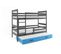 Lit Superposé Eryk 3 Places En 200x90 Avec Matelas Et Sommiers En Gris+bleu