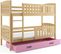 Lit Superposé Quba 190x80 Avec Matelas Sommiers Et Tiroir En Pin+rose