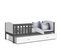 Lit Enfant Tomy 90x190 Gris - Blanc Livré Avec Sommiers, Tiroir Et Matelas En Mousse De 7cm