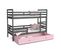 Lit Superposé Milo 90x190 Gris - Rose Livré Avec Sommiers, Tiroir Et Matelas En Mousse De 7cm