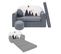 Nino Canapé Convertible Lit Pour Enfant Avec Pouf Et Coussin Oeko-tex       Montagnes Gris