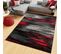 Tapis De Salon Chambre Ado Design Moderne Gris Noir Rouge Moucheté Fin Maya 130x190