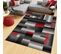 Tapis De Salon Chambre Ado Design Moderne Noir Gris Rouge Géométrique Fin Maya 160x220