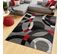 Tapis De Salon Chambre Design Moderne Gris Noir Rouge Cercles Moucheté Fin Maya 80x150