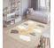 Tapis Chambre Enfant Design Beige Jaune Gris Blanc Ballon Coeur 133 X 190 Cm