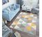 Tapis Salon Chambre Turquoise Gris Crème Jaune Triangles 200 X 290 Cm Lazur