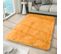 Tapis Salon Chambre Antidérapant Bébé Orange Uni Shaggy Super Doux 80x150 cm