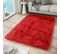 Tapis Salon Chambre Antidérapant Bébé Rouge Uni Shaggy Super Doux Doux 140x200 cm