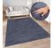 Tapis Shaggy Antidérapant Lavable Anthracite Uni Salon Moelleux 80x150