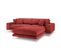 Canapé D'angle Droit "jog", 5 Places, Rouge, Tissu Chenille