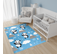 Tapis Enfant Bébé Bleu Noir Blanc Gris Panda 140 X 200 Cm Jolly