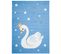 Tapis Enfant Bébé Bleu Blanc Jaune Gris Cygne 120 X 170 Cm Jolly