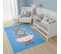 Tapis Enfant Bébé Bleu Gris Rose Hippopotame 140 X 200 Cm Jolly