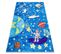 Tapis Lavable Bambino 2265 Fusée Spatiale Pour Les Enfants Antidérapant - Bleu 80x150 Cm